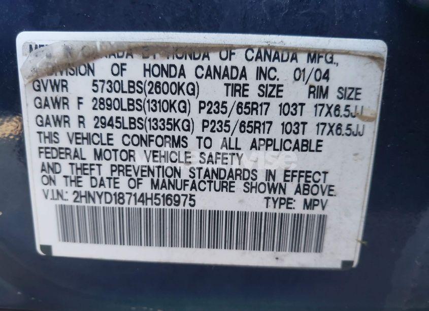 Photo 9 of 2004 Acura Mdx (VIN 2HNYD18714H516975)