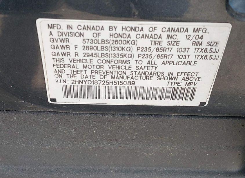 Photo 9 of 2005 Acura Mdx N/A (VIN 2HNYD18725H515089)