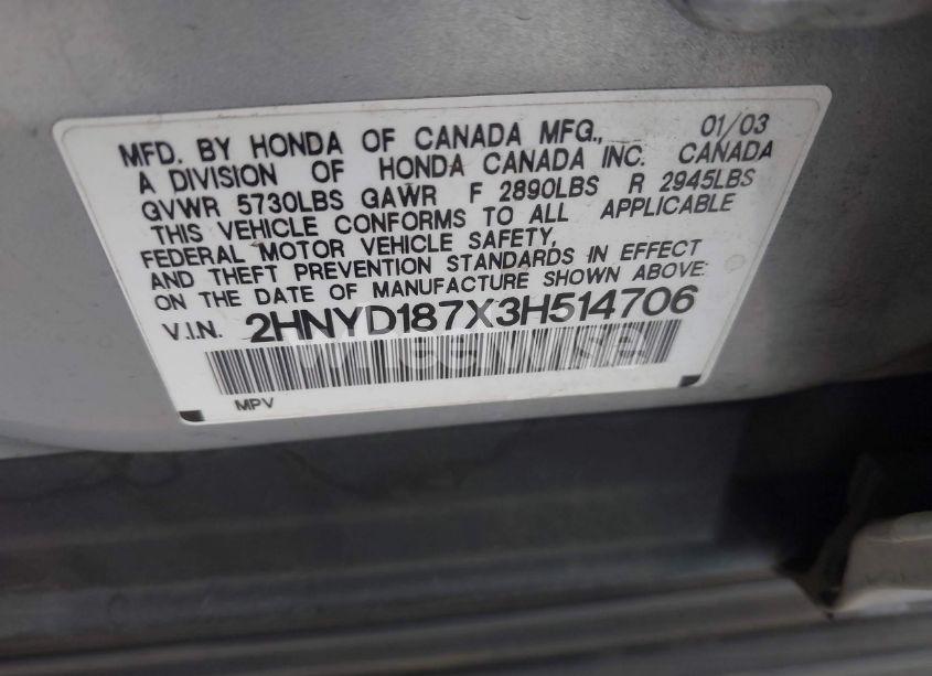 Photo 9 of 2003 Acura Mdx N/A (VIN 2HNYD187X3H514706)