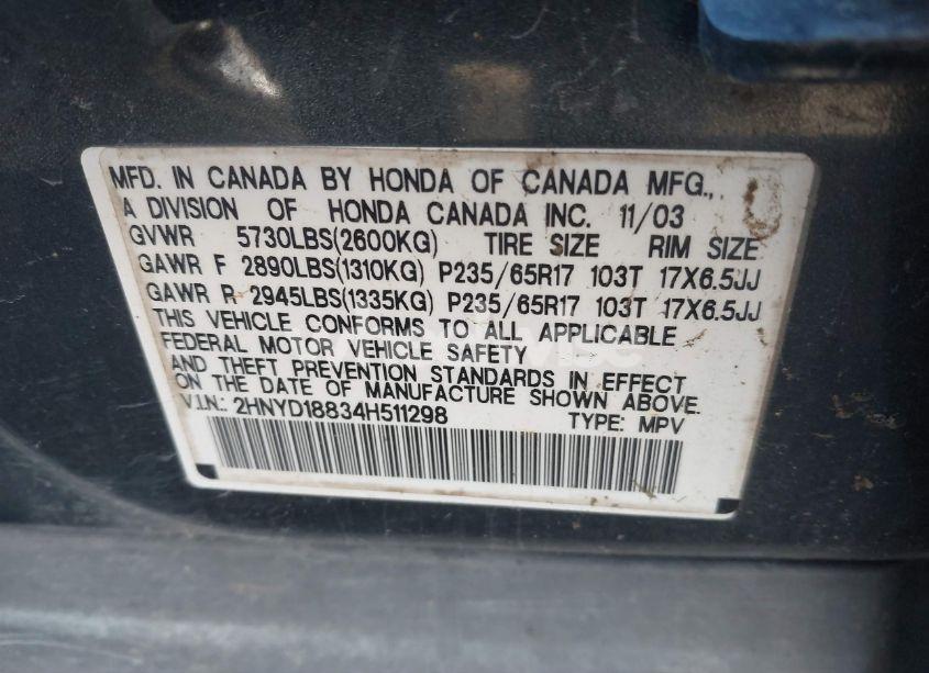 Photo 9 of 2004 Acura Mdx (VIN 2HNYD18834H511298)