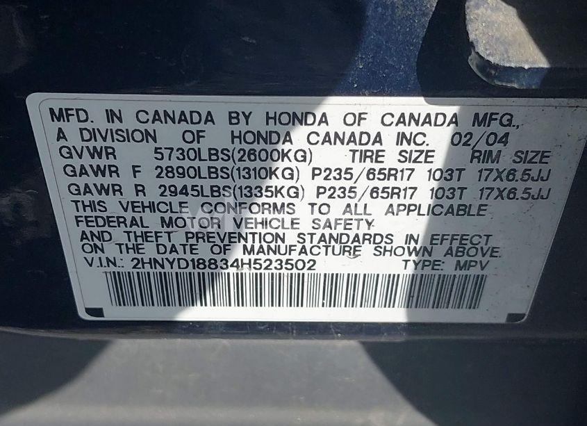 Photo 9 of 2004 Acura Mdx (VIN 2HNYD18834H523502)