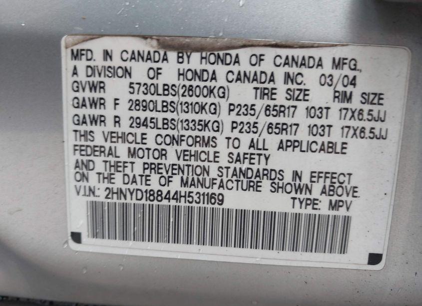 Photo 9 of 2004 Acura Mdx (VIN 2HNYD18844H531169)