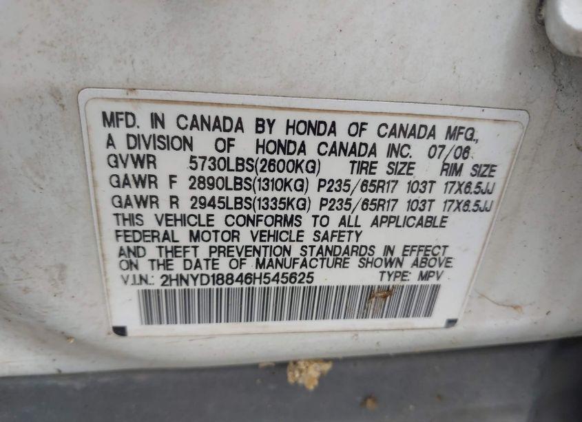 Photo 9 of 2006 Acura Mdx (VIN 2HNYD18846H545625)