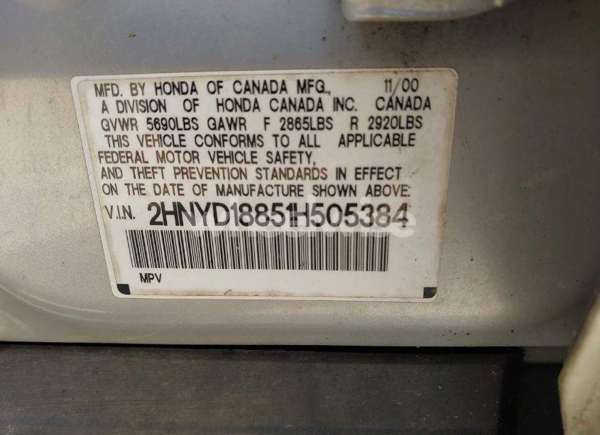 Photo 9 of 2001 Acura Mdx N/A (VIN 2HNYD18851H505384)