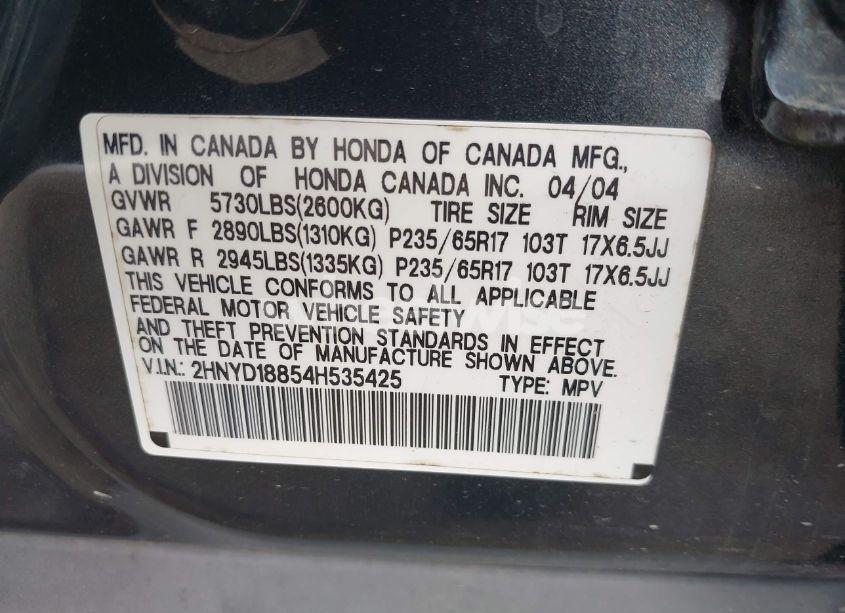 Photo 9 of 2004 Acura Mdx (VIN 2HNYD18854H535425)