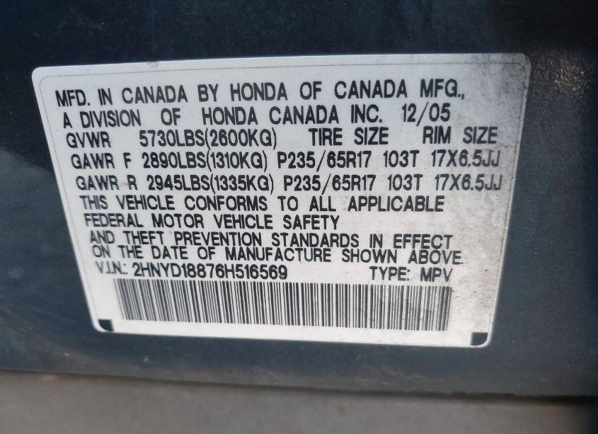 Photo 9 of 2006 Acura Mdx (VIN 2HNYD18876H516569)