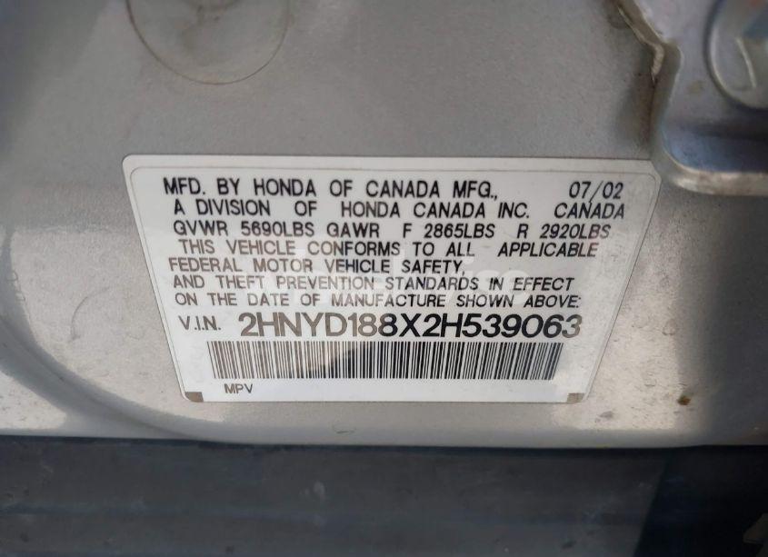 Photo 9 of 2002 Acura Mdx N/A (VIN 2HNYD188X2H539063)