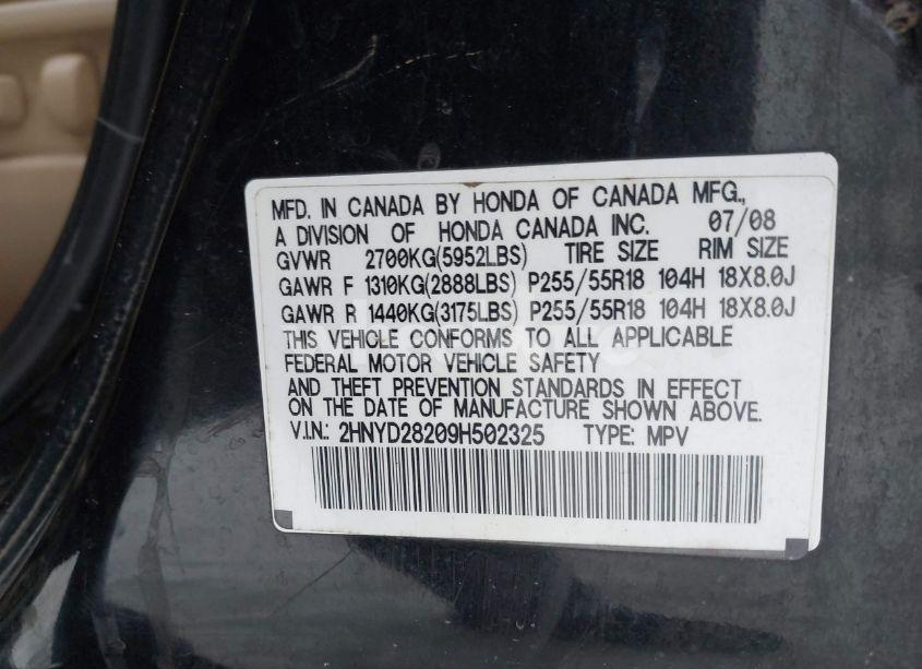 Photo 9 of 2009 Acura Mdx N/A (VIN 2HNYD28209H502325)