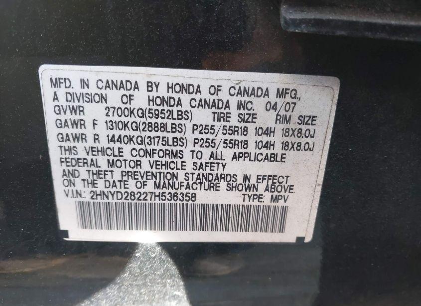 Photo 9 of 2007 Acura Mdx (VIN 2HNYD28227H536358)