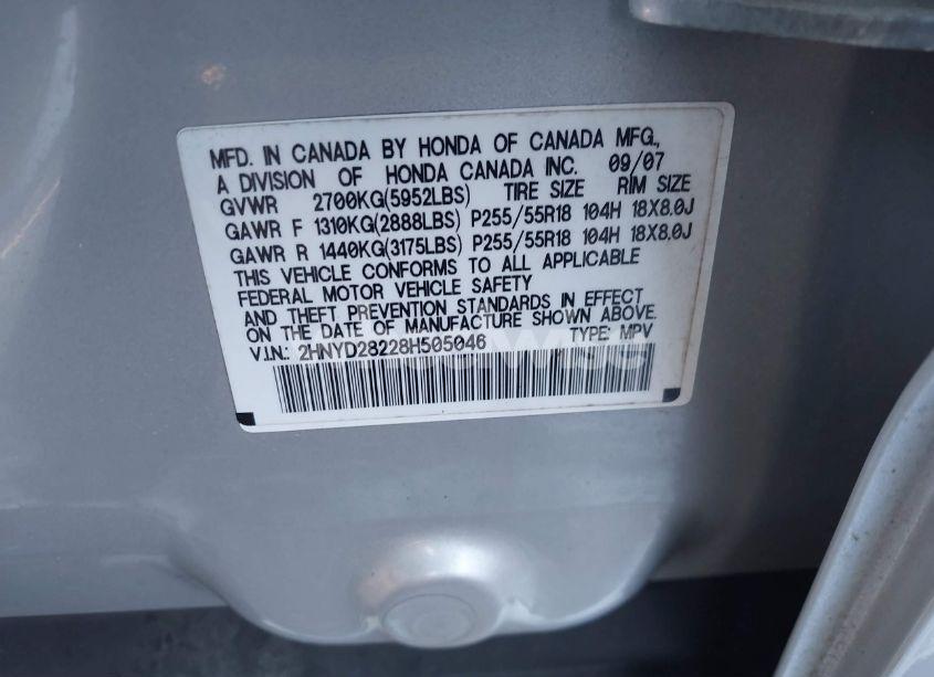 Photo 9 of 2008 Acura Mdx (VIN 2HNYD28228H505046)