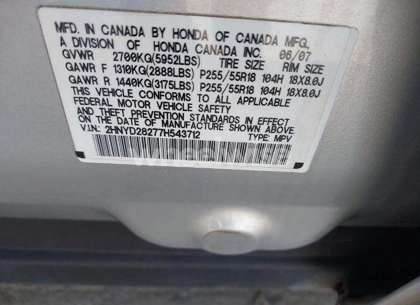 Photo 9 of 2007 Acura Mdx (VIN 2HNYD28277H543712)