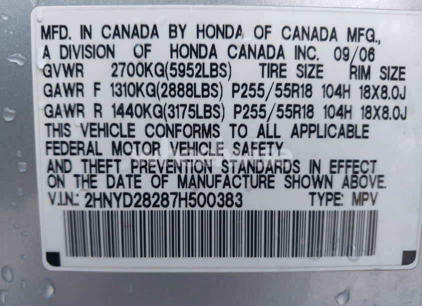 Photo 9 of 2007 Acura Mdx (VIN 2HNYD28287H500383)