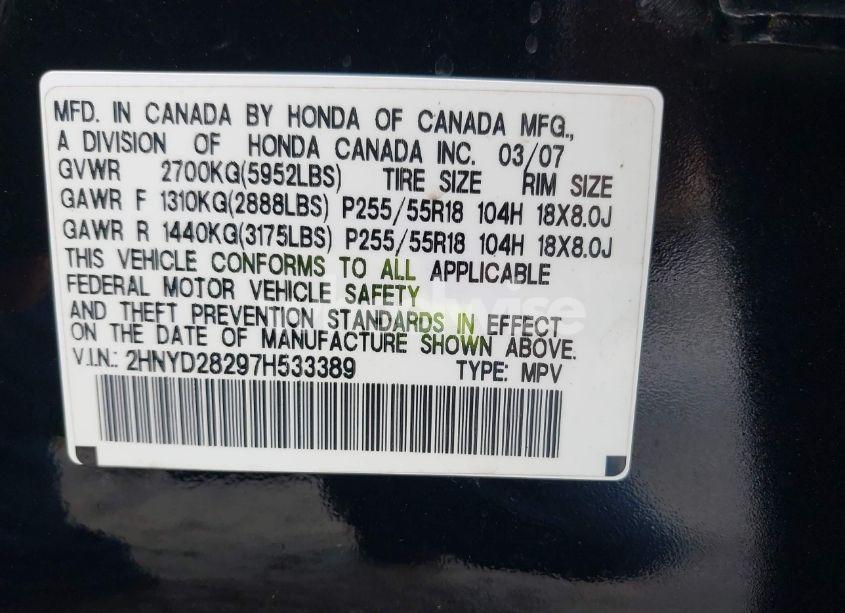 Photo 9 of 2007 Acura Mdx (VIN 2HNYD28297H533389)