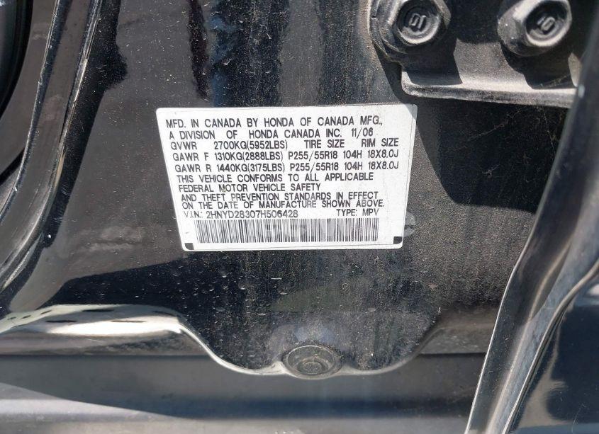 Photo 9 of 2007 Acura Mdx TECHNOLOGY PACKAGE (VIN 2HNYD28307H506428)