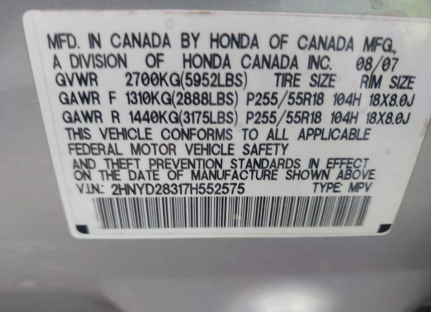 Photo 9 of 2007 Acura Mdx TECHNOLOGY PACKAGE (VIN 2HNYD28317H552575)