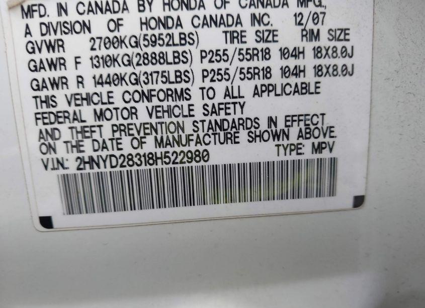 Photo 9 of 2008 Acura Mdx TECHNOLOGY PACKAGE (VIN 2HNYD28318H522980)