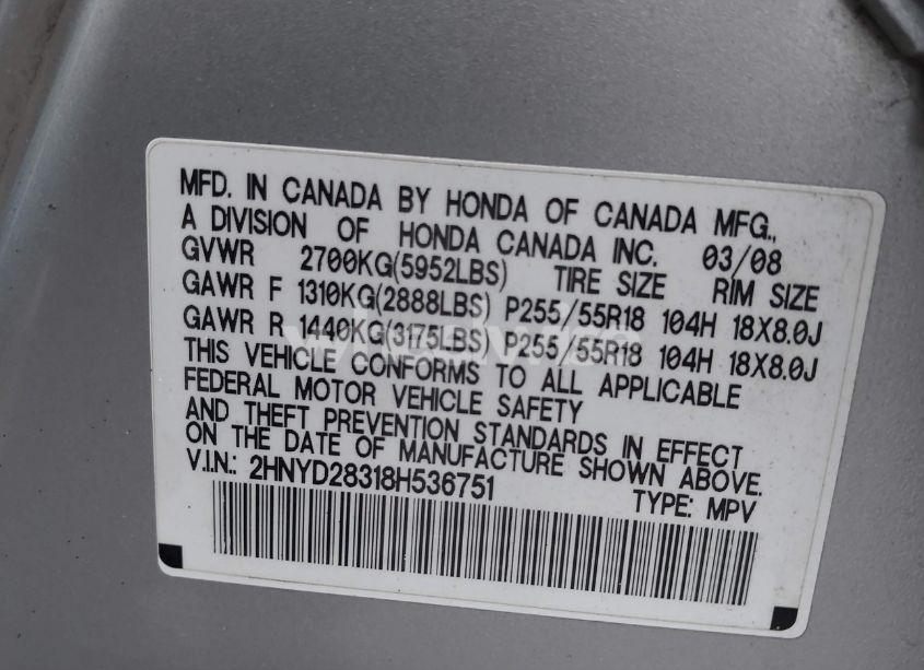 Photo 9 of 2008 Acura Mdx TECHNOLOGY PACKAGE (VIN 2HNYD28318H536751)