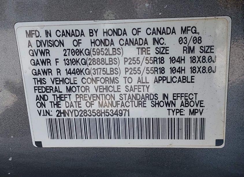 Photo 9 of 2008 Acura Mdx TECHNOLOGY PACKAGE (VIN 2HNYD28358H534971)