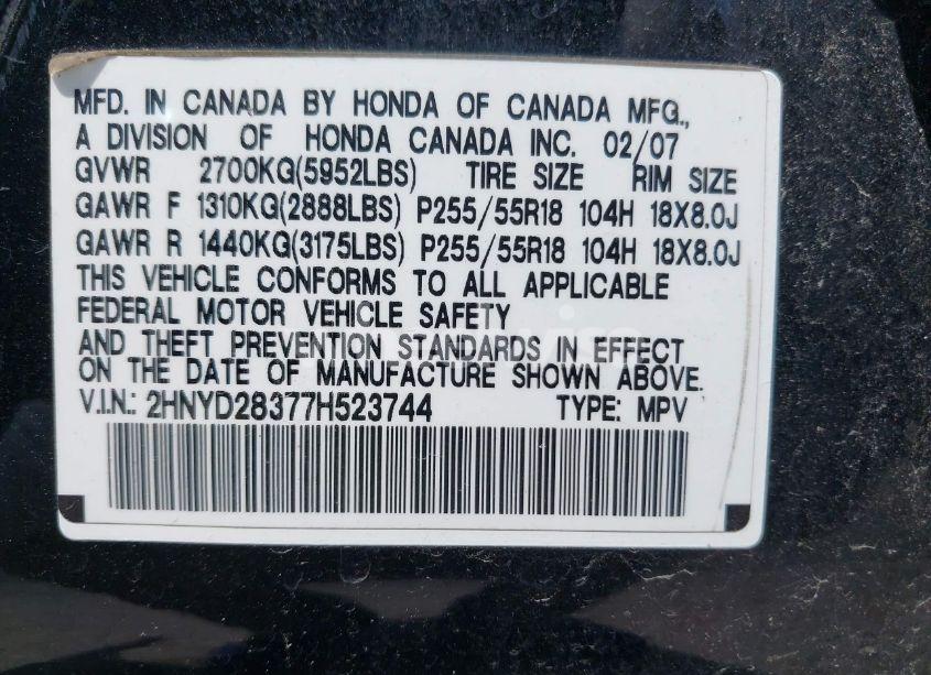 Photo 9 of 2007 Acura Mdx TECHNOLOGY PACKAGE (VIN 2HNYD28377H523744)