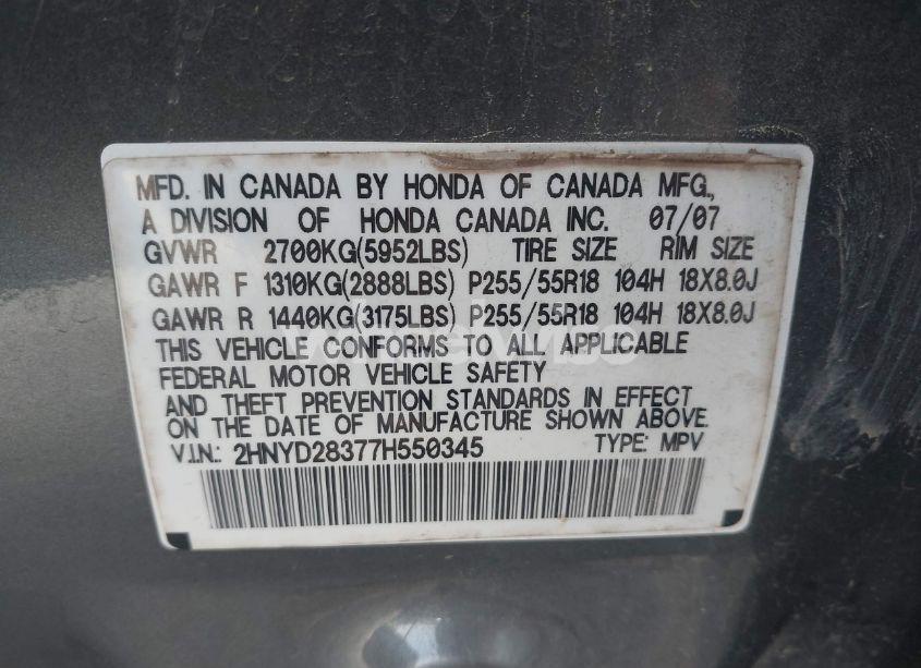Photo 9 of 2007 Acura Mdx TECHNOLOGY PACKAGE (VIN 2HNYD28377H550345)