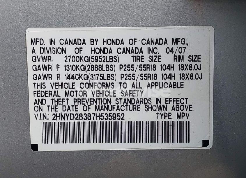 Photo 9 of 2007 Acura Mdx TECHNOLOGY PACKAGE (VIN 2HNYD28387H535952)