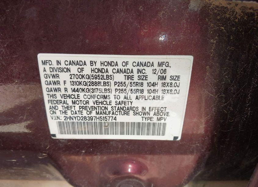 Photo 9 of 2007 Acura Mdx TECHNOLOGY PACKAGE (VIN 2HNYD28397H515774)