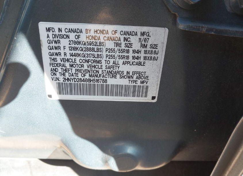 Photo 9 of 2008 Acura Mdx TECHNOLOGY PACKAGE (VIN 2HNYD28408H516788)