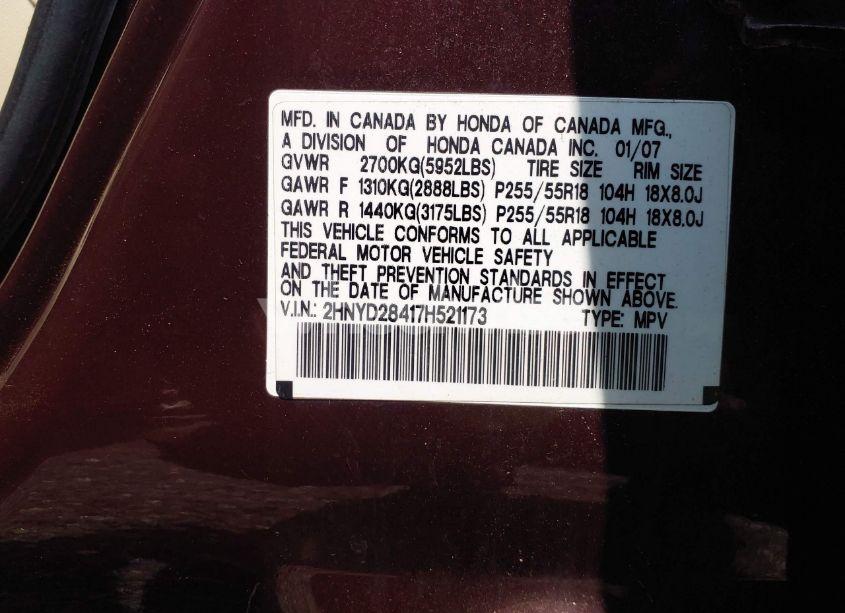Photo 9 of 2007 Acura Mdx TECHNOLOGY PACKAGE (VIN 2HNYD28417H521173)