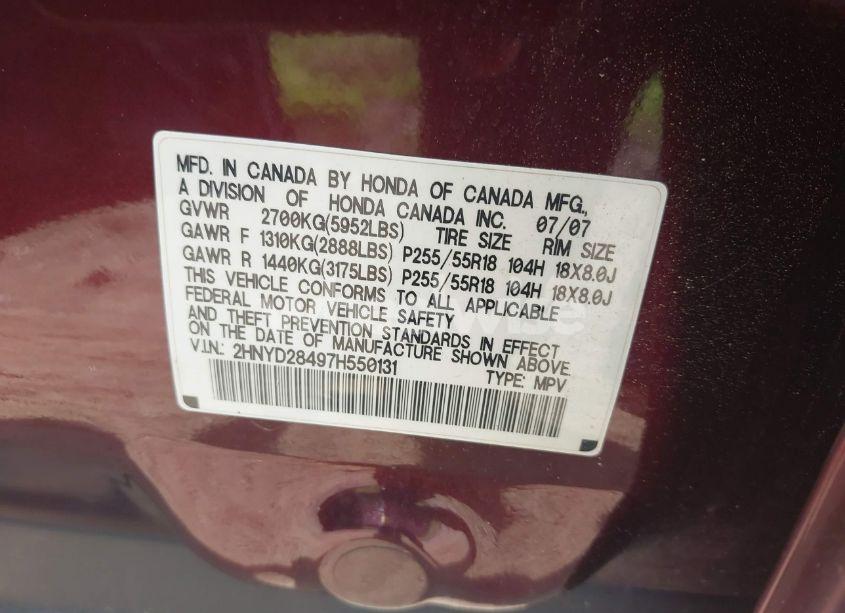 Photo 9 of 2007 Acura Mdx TECHNOLOGY PACKAGE (VIN 2HNYD28497H550131)