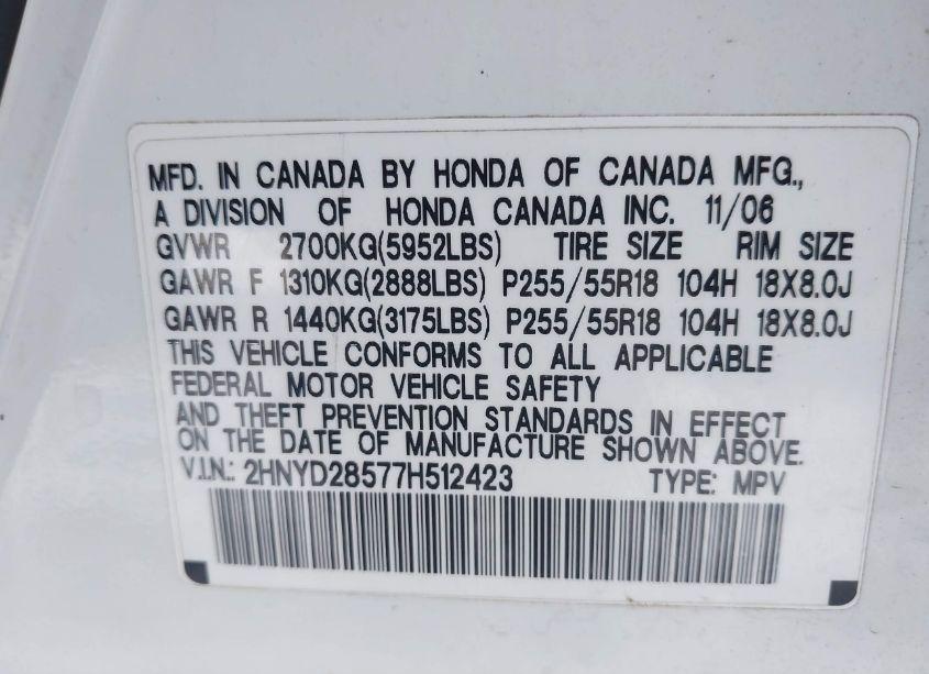 Photo 9 of 2007 Acura Mdx SPORT PACKAGE (VIN 2HNYD28577H512423)