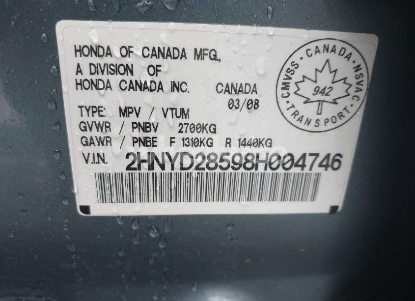 Photo 9 of 2008 Acura Mdx SPORT PACKAGE (VIN 2HNYD28598H004746)