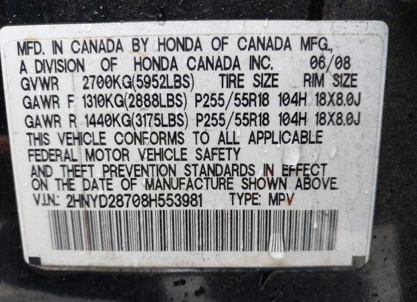 Photo 9 of 2008 Acura Mdx SPORT PACKAGE (VIN 2HNYD28708H553981)