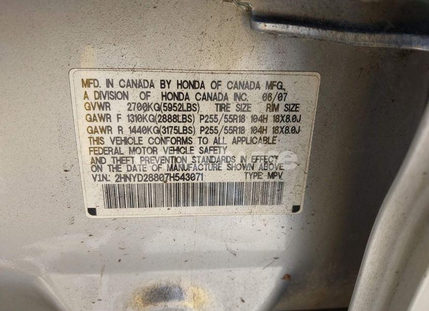 Photo 9 of 2007 Acura Mdx SPORT PACKAGE (VIN 2HNYD28807H543071)