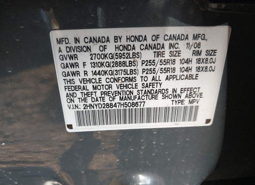 Photo 9 of 2007 Acura Mdx SPORT PACKAGE (VIN 2HNYD28847H508677)