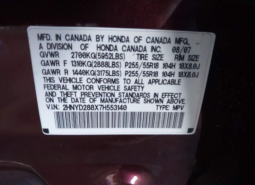 Photo 9 of 2007 Acura Mdx SPORT PACKAGE (VIN 2HNYD288X7H553140)
