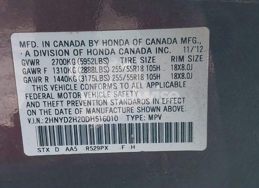 Photo 9 of 2013 Acura Mdx (VIN 2HNYD2H20DH516010)