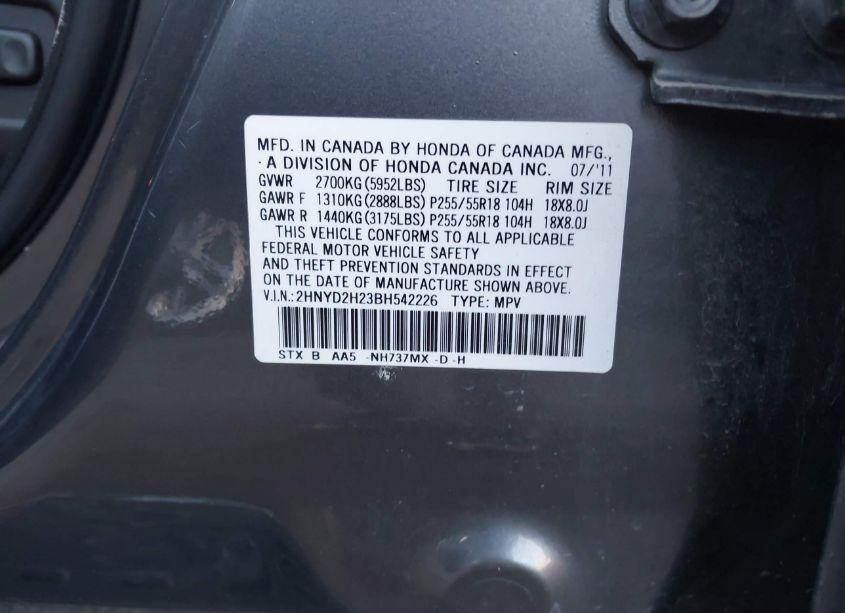 Photo 9 of 2011 Acura Mdx (VIN 2HNYD2H23BH542226)