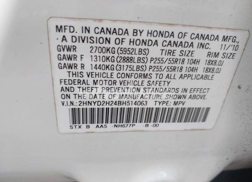 Photo 9 of 2011 Acura Mdx (VIN 2HNYD2H24BH514063)