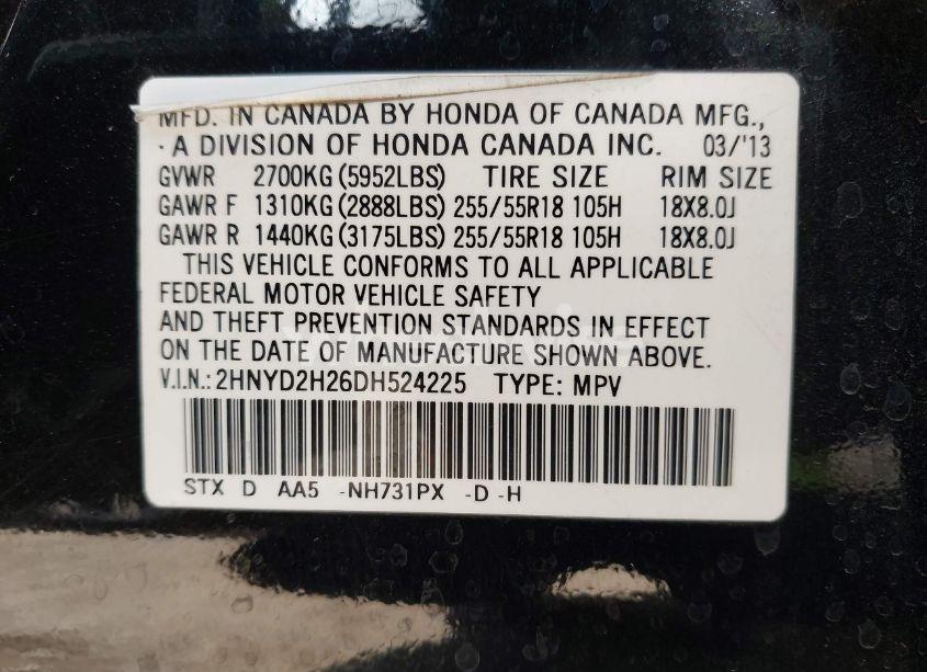 Photo 9 of 2013 Acura Mdx (VIN 2HNYD2H26DH524225)