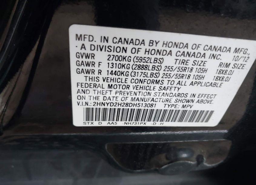 Photo 9 of 2013 Acura Mdx (VIN 2HNYD2H28DH513081)