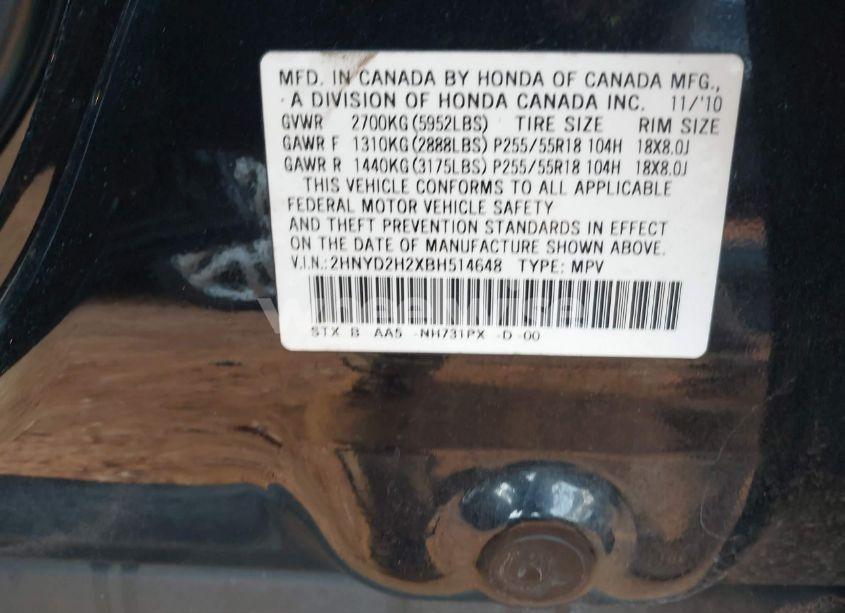 Photo 9 of 2011 Acura Mdx (VIN 2HNYD2H2XBH514648)