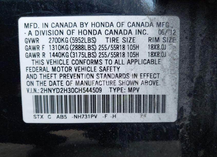 Photo 9 of 2012 Acura Mdx TECHNOLOGY PACKAGE (VIN 2HNYD2H30CH544509)