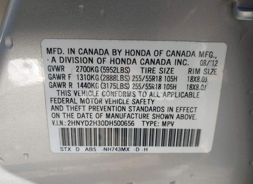 Photo 9 of 2013 Acura Mdx TECHNOLOGY PACKAGE (VIN 2HNYD2H30DH500656)