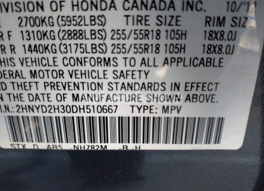 Photo 9 of 2013 Acura Mdx TECHNOLOGY PACKAGE (VIN 2HNYD2H30DH510667)