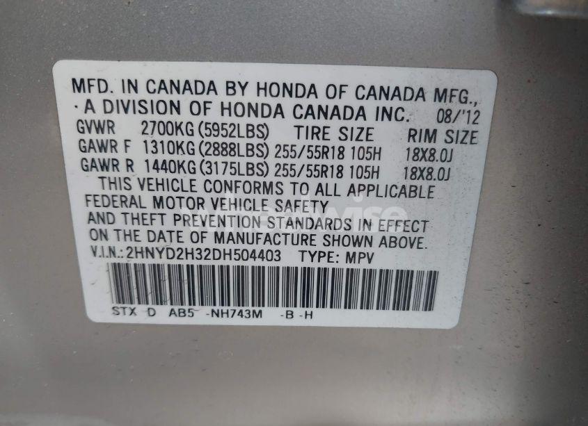 Photo 9 of 2013 Acura Mdx TECHNOLOGY PACKAGE (VIN 2HNYD2H32DH504403)