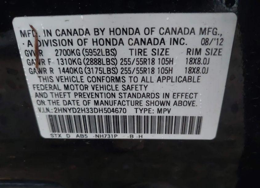 Photo 9 of 2013 Acura Mdx TECHNOLOGY PACKAGE (VIN 2HNYD2H33DH504670)