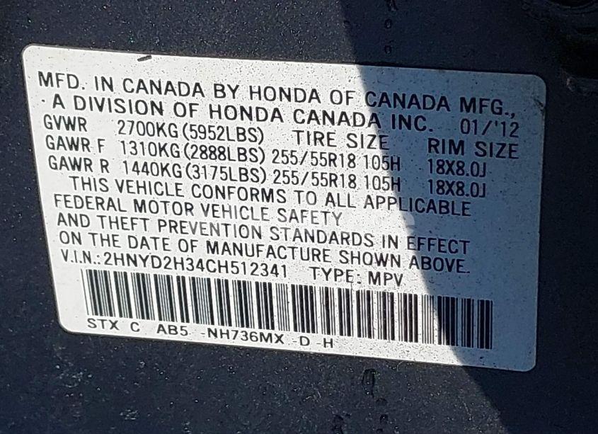 Photo 9 of 2012 Acura Mdx TECHNOLOGY PACKAGE (VIN 2HNYD2H34CH512341)