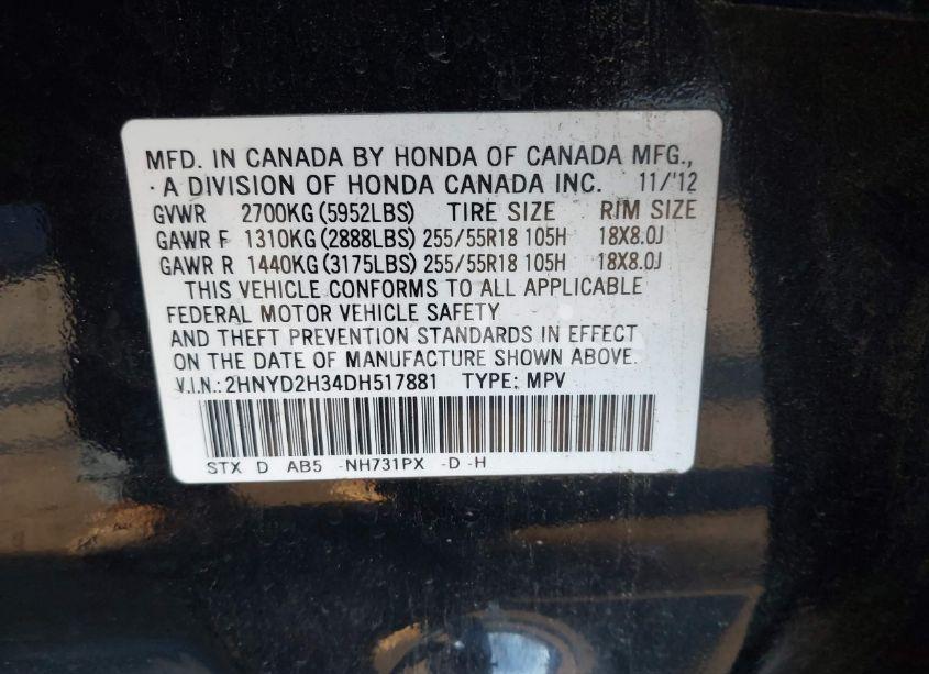 Photo 9 of 2013 Acura Mdx TECHNOLOGY PACKAGE (VIN 2HNYD2H34DH517881)