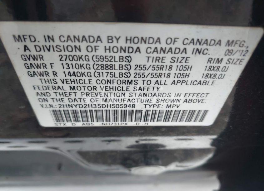 Photo 9 of 2013 Acura Mdx TECHNOLOGY PACKAGE (VIN 2HNYD2H35DH505948)