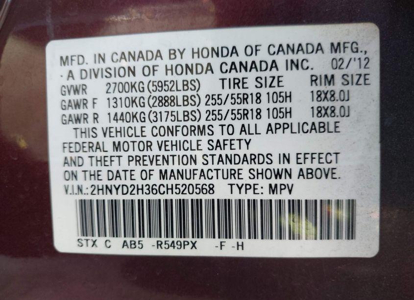 Photo 9 of 2012 Acura Mdx TECHNOLOGY PACKAGE (VIN 2HNYD2H36CH520568)